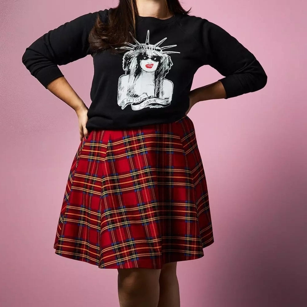 Torrid X Betsey Johnson Red Plaid Ponte Skirt